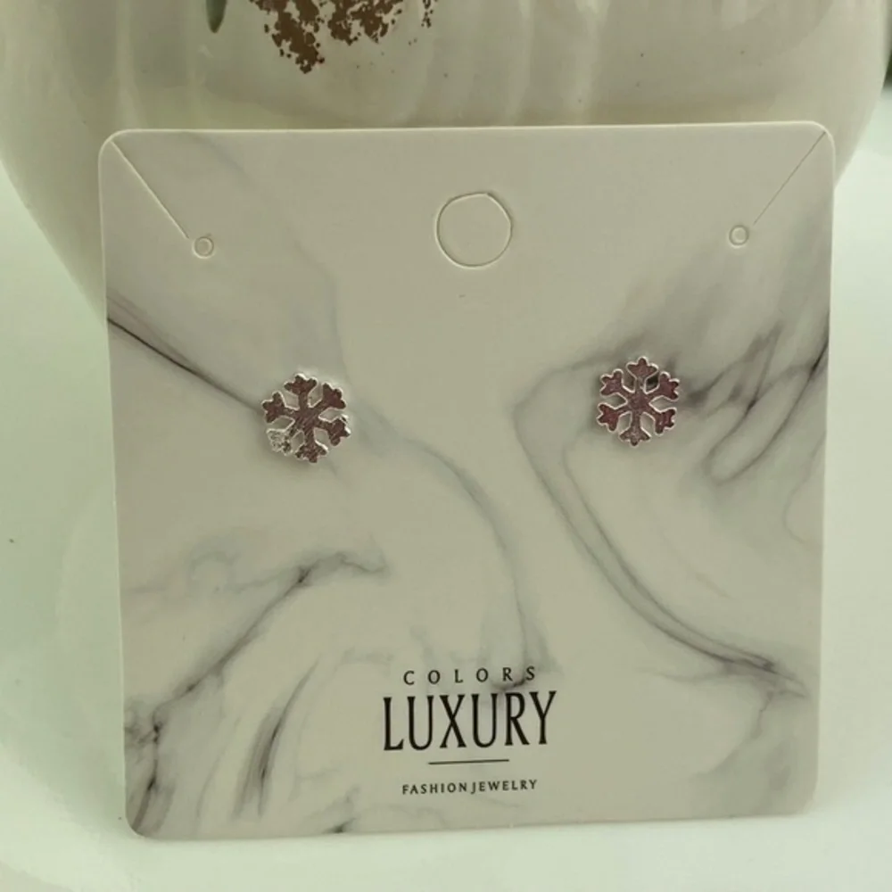 Sterling Silver Snowflake Post Earrings Textured Winter‎ Holiday